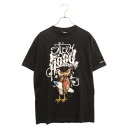 NEIGHBORHOOD(ネイバーフッド) サイズ:M ×STUSSY×MR CARTOON BONEYARDS ステューシー フクロウ ロゴプリント クルーネック カットソー 半袖Tシャツ ブラック【中古】【程度A】【カラーブラック】【取扱店舗渋谷】