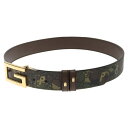 GUCCI(グッチ) サイズ:85-34 22AW ×PALACE GG-P Supreme G Square Buckle Reversible Belt パレス シュプリーム ウィズ スクエア バックル リバーシブル ベルト カーキ 480199【新古品/中古】【程度S】【カラーグリーン】【取扱店舗BRING渋谷ANNEX店】