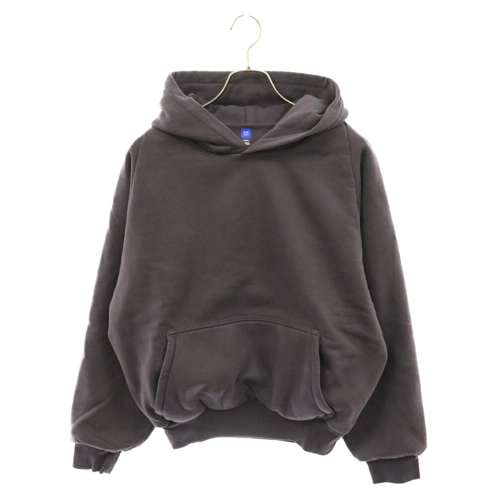 Yeezy Gap Engineered by Balenciaga(イージー ギャップ エンジニアードバイ バレンシアガ) サイズ:XS LOGO SHRUNKEN HOODIE ロゴ シュランクン フーディー プルオーバーパーカー パープル/ダークグレー【中古】【程度A】【カラーグレー】【オンライン限定商品】