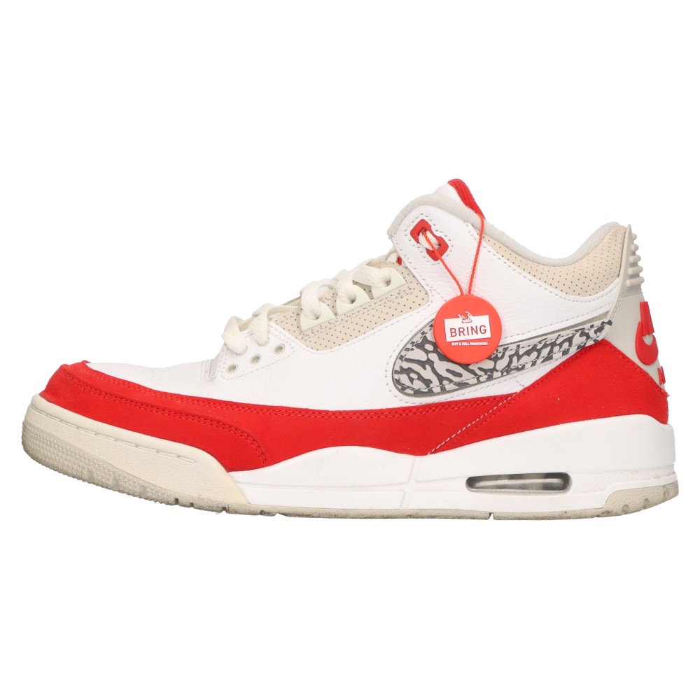 NIKE(ナイキ) サイズ:US9.5/27.5cm Air Jordan 3 Retro Tinker White/University Red CJ0939-100 エアジョーダン3 レトロ ティンカー ホワイト/ユニバーシティレッド ミッドカットスニーカー US9.5/27.5cm【中古】【程度B】【カラーホワイト】【取扱店舗渋谷】