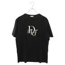 楽天ブランド買取・販売　BRINGDIOR（ディオール） サイズ:XS 23SS × ERL Relaxed Fit Tee × イーアールエル リラックスフィット ロゴ刺繍 ラメ半袖Tシャツ ブラック 313J647A0817【中古】【程度B】【カラーブラック】【取扱店舗BRING心斎橋店】