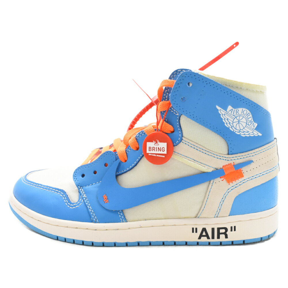 NIKE(ナイキ) サイズ:28.0cm × OFF-WHITE AIR JORDAN 1 POWDER BLUE UNC オフホワイト エアジョーダン1 パウダーブルー ハイカットスニーカー ホワイト/ブルー US10/28cm AQ0818-148【中古】【程度B】【カラーホワイト】【取扱店舗BRING福岡天神店】