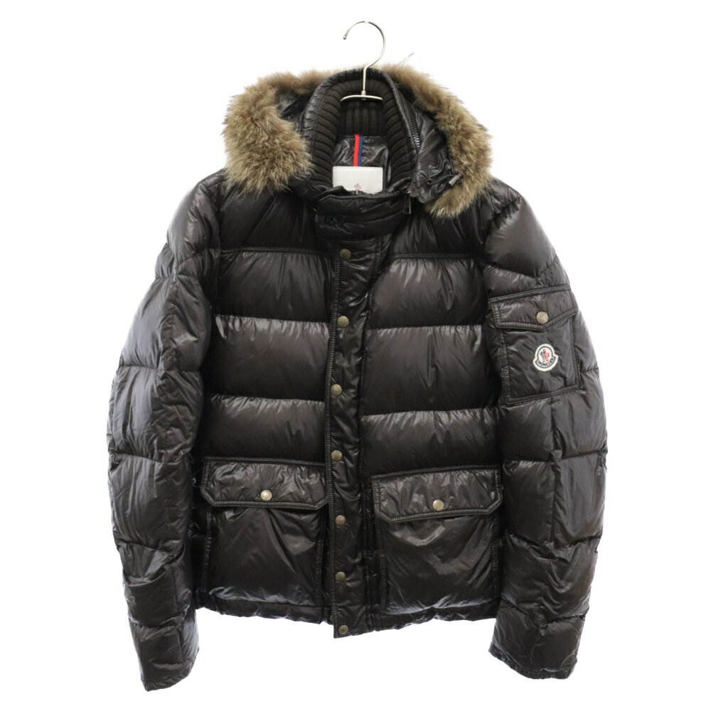 MONCLER(モンクレール) サイズ:1 HUBERT ヒューベル ファー付き キルティング ジップアップ ダウンジャケット ブラウン 320914193215【中古】【程度B】【カラーブラウン】【オンライン限定商品】