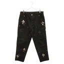 CHROME HEARTS(クロムハーツ) サイズ:33 CARPENTER CNVS ハラコパッチ レザークロスパッチ付きカーペンターロングパンツ アフターパッチカスタム品 33 ブラック【中古】【程度B】【カラーブラック】【取扱店舗AWESOME原宿店】