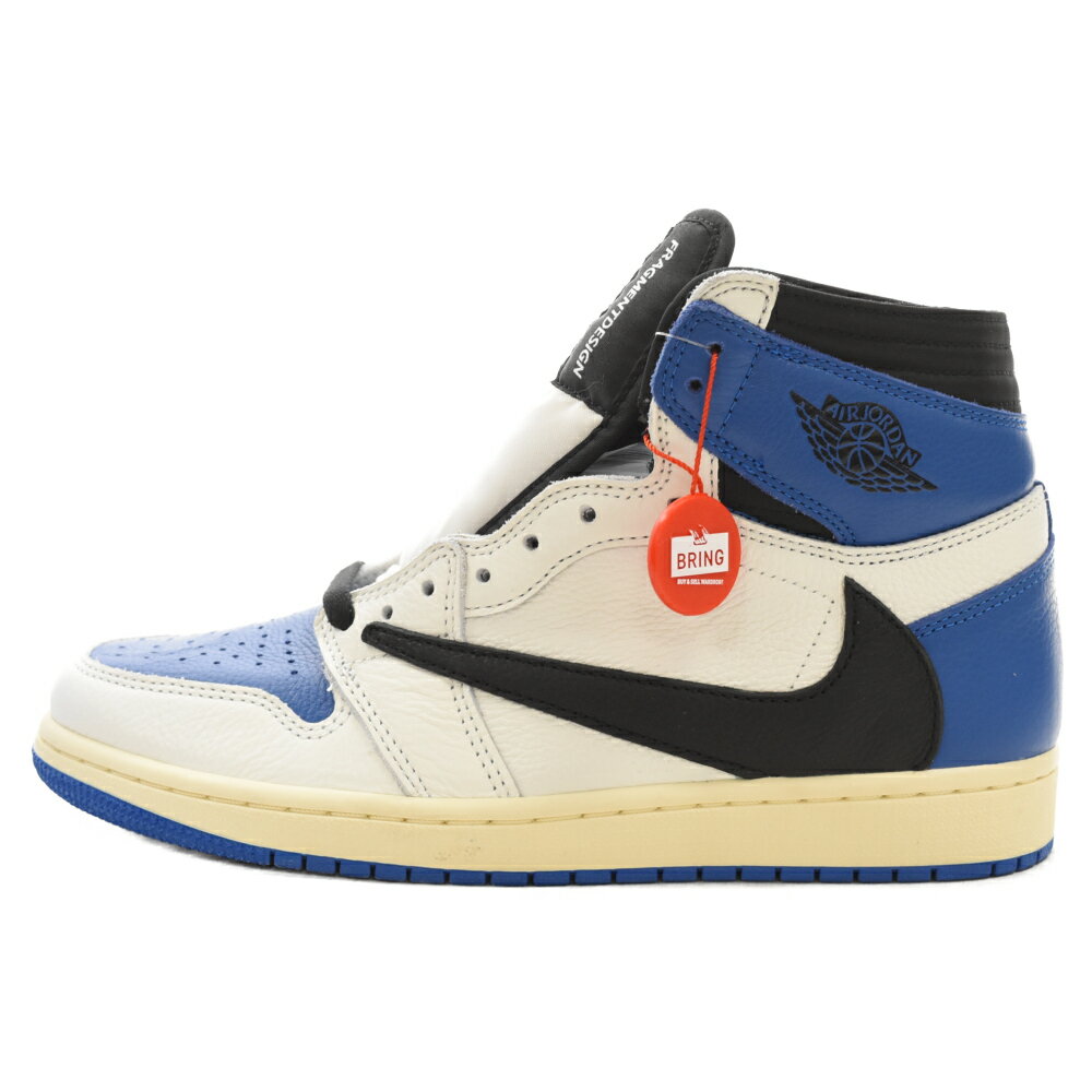 NIKE(ナイキ) サイズ:26.5cm ×TRAVIS SCOTT FRAGMENT DESIGN AIR JORDAN 1 HIGH OG SP DH3227-105 エアジョーダン1 ハイカットスニーカー ブルー/ホワイト US8.5/26.5cm【新古品/中古】【程度S】【カラーホワイト】【取扱店舗BRINGアメリカ村店】