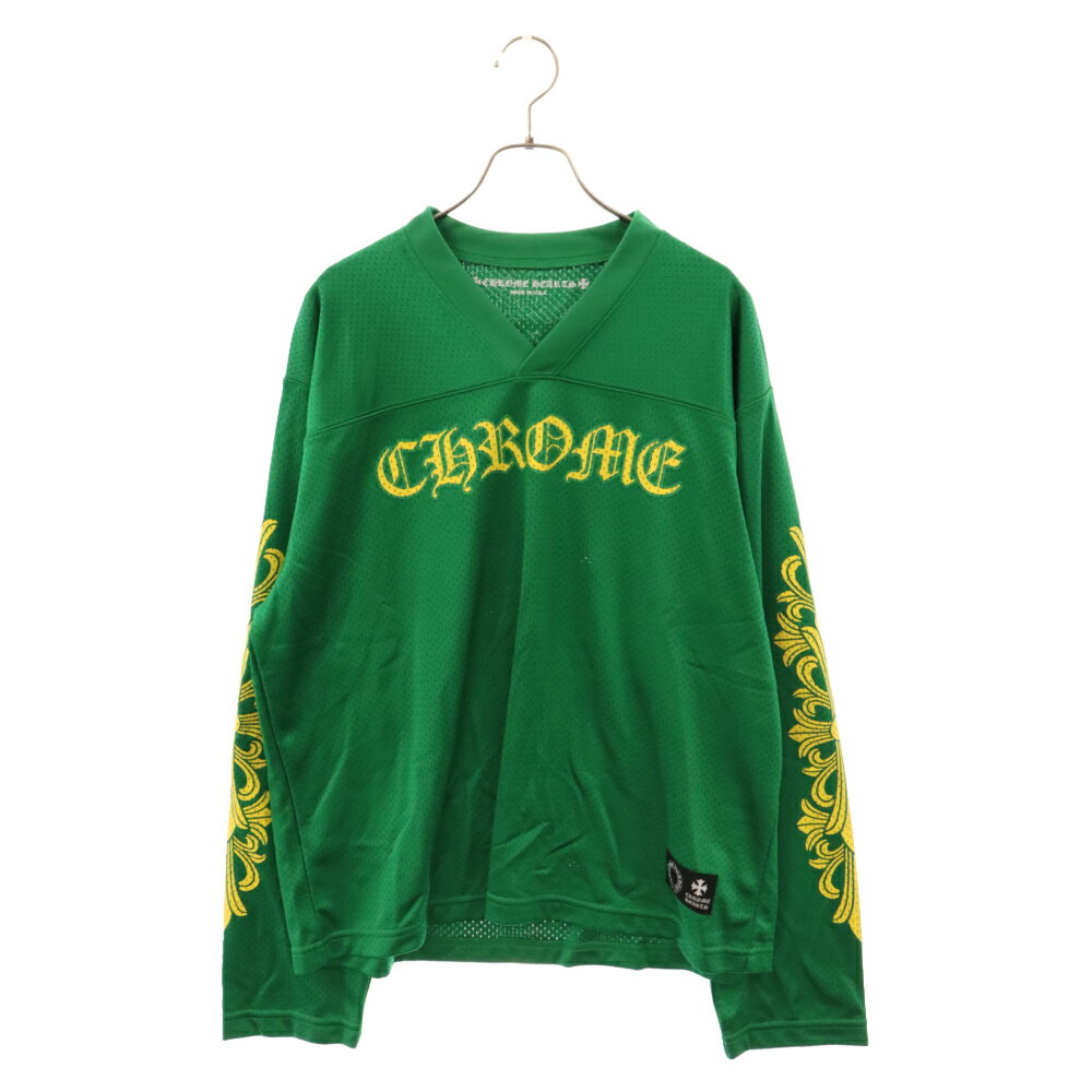 CHROME HEARTS(クロムハーツ) サイズ:S MESH WARM UP JERSEY CHプリントメッシュ長袖Tシャツカットソー グリーン【新古品/中古】【程度S】【カラーグリーン】【取扱店舗渋谷】