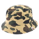 A BATHING APE(アベイシングエイプ) サイズ:M 1st Camo Bucket Hat 001HTJ301008M カモフラ柄 バケットハット 帽子 グリーンカモ【中古】【程度A】【カラーグリーン】【オンライン限定商品】