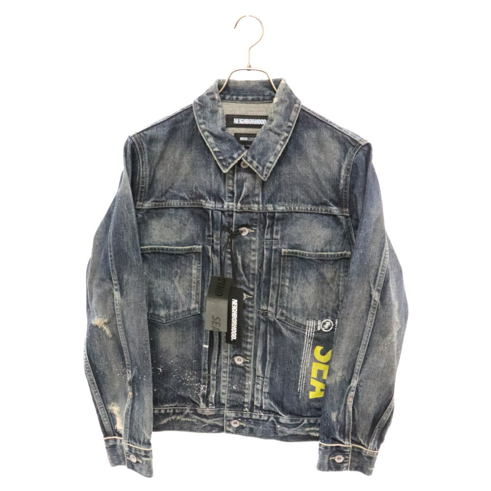 NEIGHBORHOOD(ネイバーフッド) サイズ:S ×WIND AND SEA DENIMJACKET×ウィンダンシー デニムジャケット インディゴ 201XBWSN-JKM01S【中古】【程度A】【カラーブルー】【オンライン限定商品】