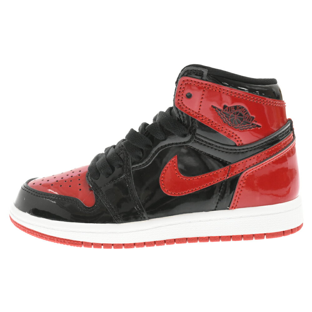 NIKE(ナイキ) サイズ:19.0cm AIR JORDAN1 RETRO HIGH OG TD Patent Bred エアジョーダン1 パテントブレッド ハイカットスニーカー キッズ ブラック/レッド US13C/19cm AQ2664-063【中古】【程度A】【カラーブラック】【取扱店舗BRING THRIFT CLOSET】