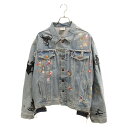 VETEMENTS(Fg) TCY:XS 18AW~Levis Tribal Sticker Oversize Denim Jacket~[oCX gCo č\zI[o[TCYXebJ[fjWPbg CfBS WAH19JA111yÁzyxBzyJ[u[zy戵XܐVhz