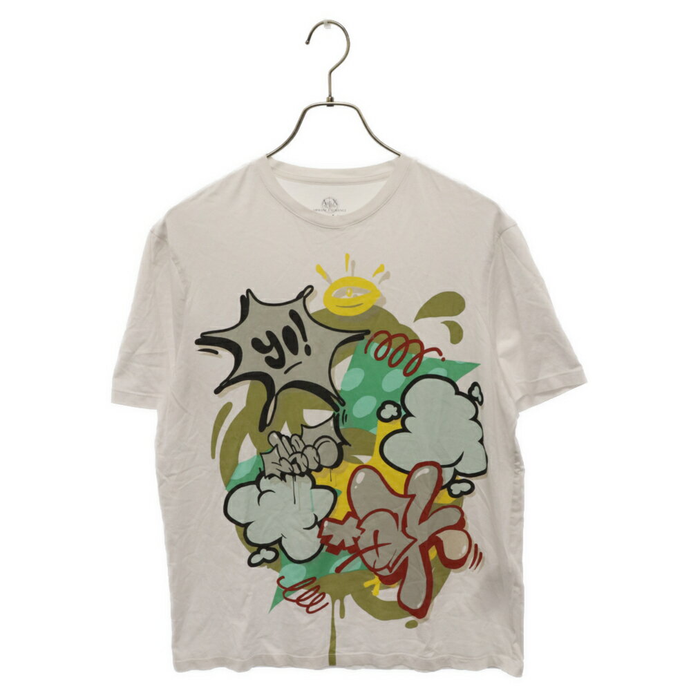 AX ARMANI EXCHANGE(アルマーニ エクスチェンジ) サイズ:M ST-ART TEE フロント グラフィックプリント半袖Tシャツ 6HZTRC ZJX5Z ホワイト【中古】【程度B】【カラーホワイト】【オンライン限定商品】