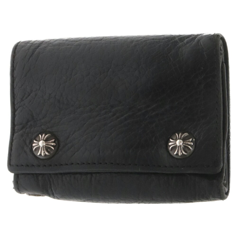 CHROME HEARTS(クロムハーツ) 3FOLD CRS PATCH WALLET 3フォールド クロスパッチ クロスボタンレザーウォレット ブラック【中古】【程度B】【カラーブラック】【取扱店舗BRING福岡天神店】