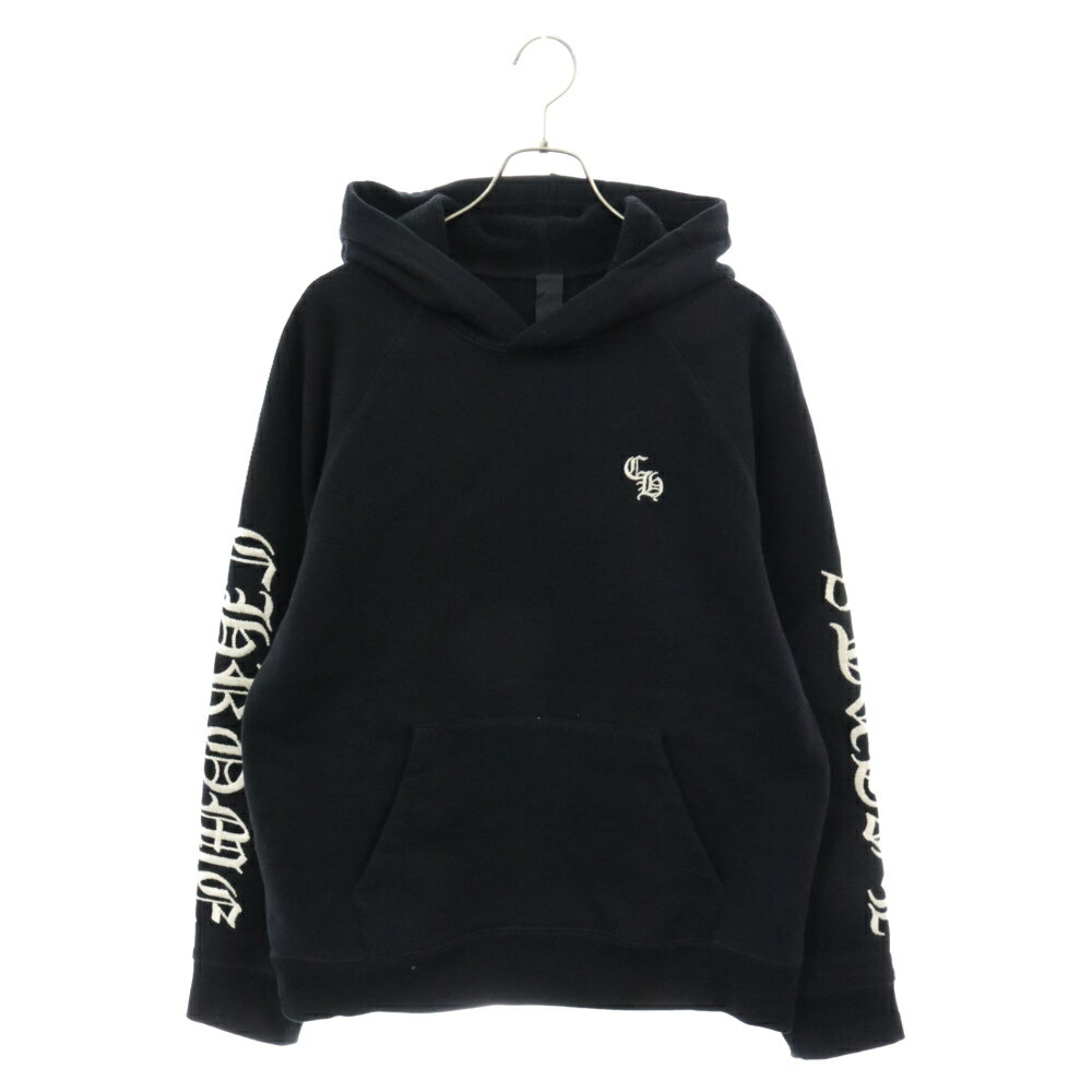 CHROME HEARTS(クロムハーツ) サイズ:M Y NOT SLO RIDE HOODIE ロゴ刺繍 袖ロゴ ワイノットスロースライドフーディー プルオーバーパーカー フーディー ブラック【中古】【程度A】【カラーブラック】【取扱店舗原宿】