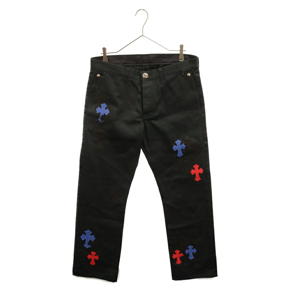 CHROME HEARTS(クロムハーツ) サイズ:33.0inch CHINOS CEM CRPATCH マルチカラークロスパッチカスタム チノパンツ ワーク ブラック【中古】【程度A】【カラーブラック】【取扱店舗OneStyle原宿店】