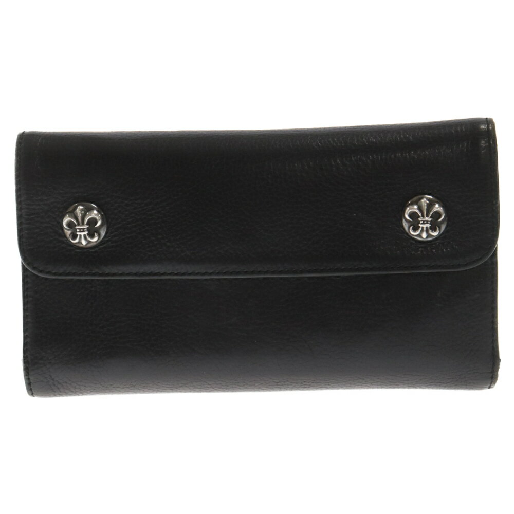 CHROME HEARTS(クロムハーツ) WAVE ウェーブ BSフレアボタンレザーウォレット財布【中古】【程度B】【カラーシルバー】【取扱店舗OneStyle原宿店】