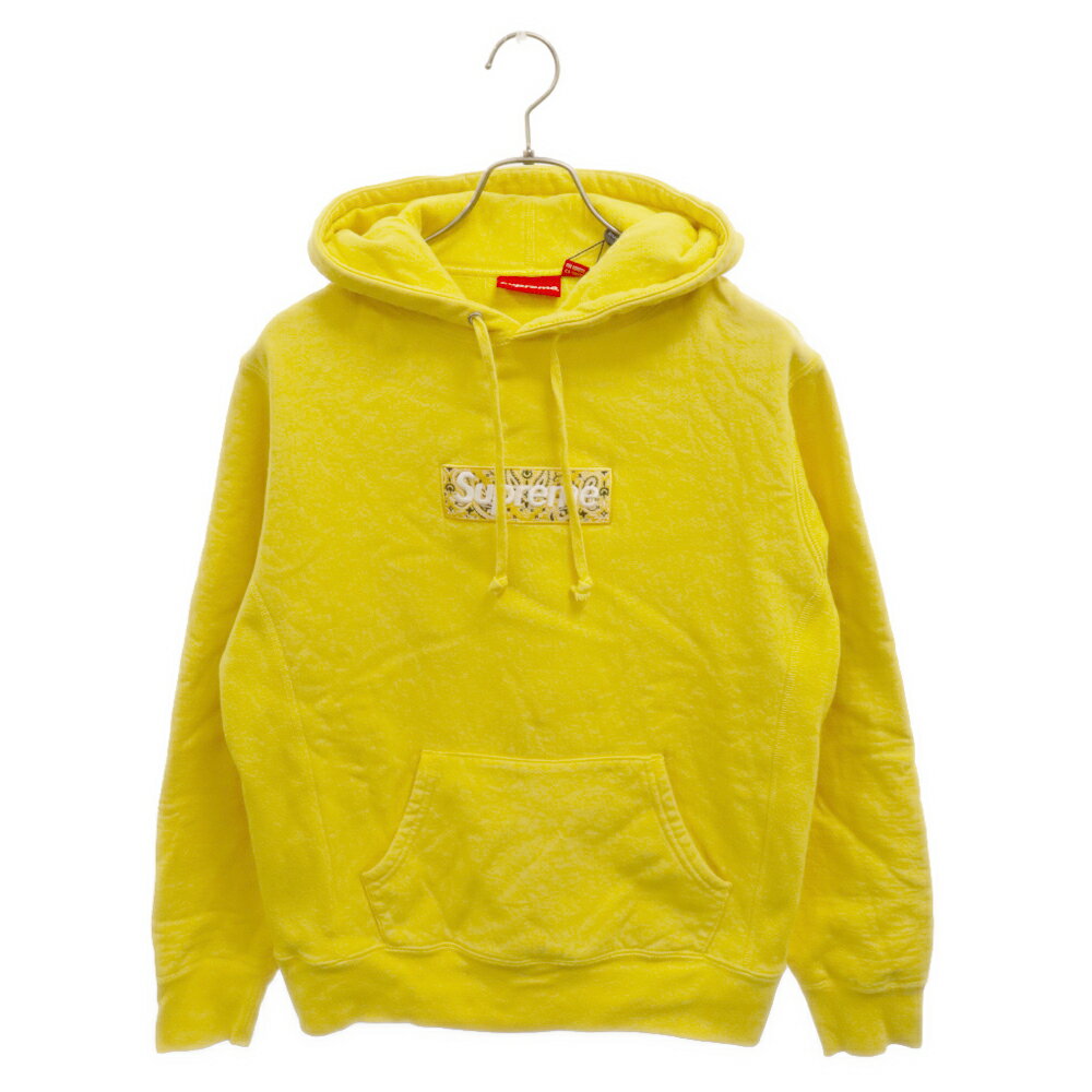 SUPREME(シュプリーム) サイズ:S 19AW Bandana Box Logo Hooded Sweatshirt バンダナボックスロゴプルオーバーパーカー イエロー【中古】【程度A】【カラーイエロー】【取扱店舗原宿】