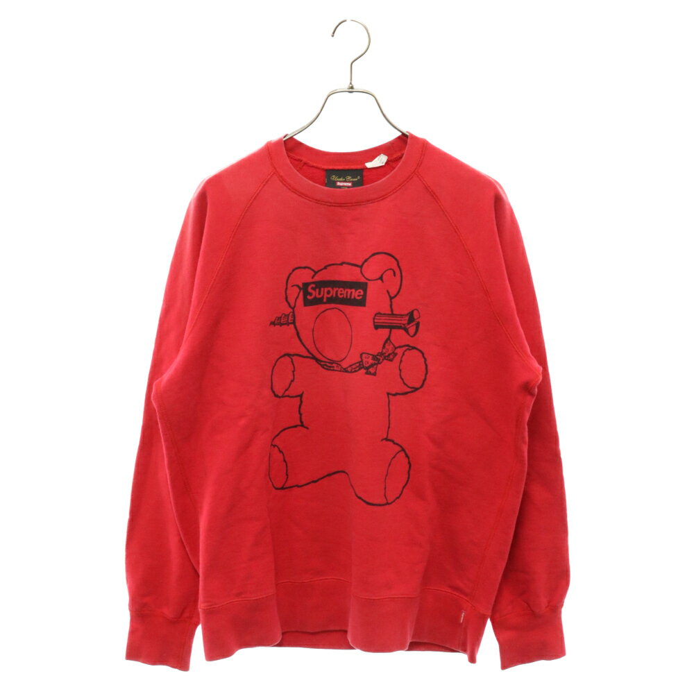 SUPREME(シュプリーム) サイズ:L 15SS×Undercover Bear Box Logo Crewneck Sweatshirt アンダーカバー ベアーボックスロゴ クルーネックスウェット トレーナー レッド【中古】【程度B】【カラーレッド】【取扱店舗原宿】