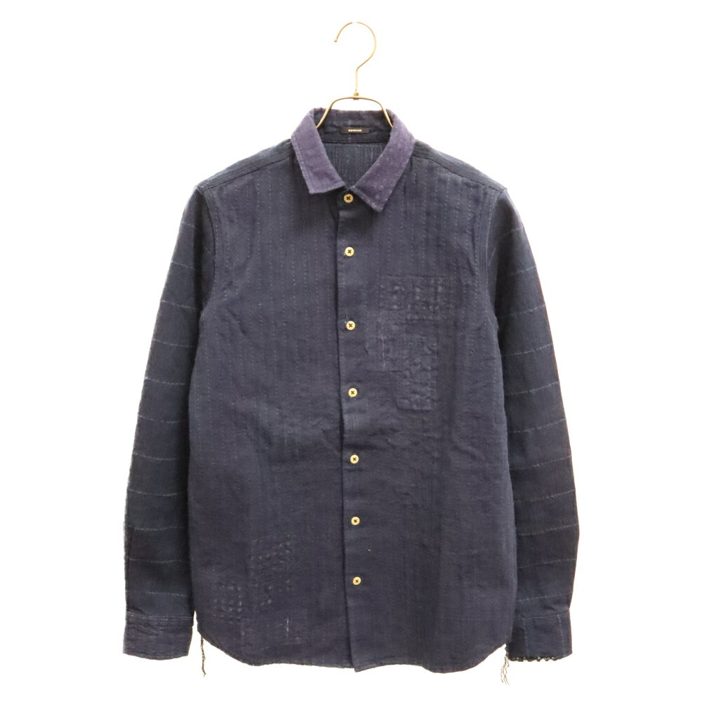 DENHAM(デンハム) サイズ:XS 17AW ILAND BORO SHIRT 01-17-07-40-016 ユーズド加工 長袖デニムシャツ ネイビー【中古】【程度B】【カラーネイビー】【オンライン限定商品】