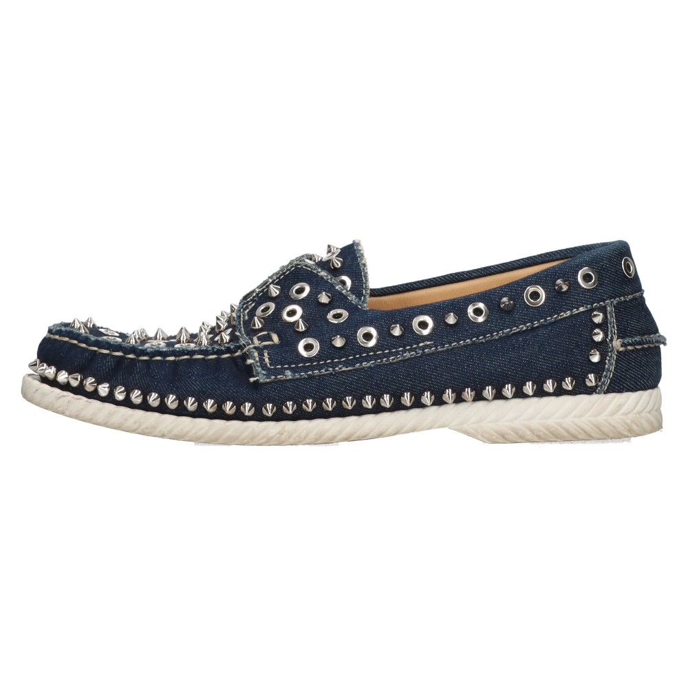 CHRISTIAN LOUBOUTIN(クリスチャンルブタン) サイズ:42 YACHT SPIKES FLAT DENIM ヨット スパイクスタッズデニムスリッポン ブルー スニーカー【中古】【程度A】【カラーブルー】【オンライン限定商品】