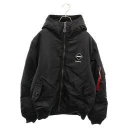 F.C.R.B./F.C.Real Bristol/FCRB(エフシーアールビー/エフシーレアルブリストル) サイズ:XL ×ALPHA INDUSTRIES HOODED MA-1 FCRB-232116 アルファ ナイロンボンバージャケット ブラック【新古品/中古】【程度S】【カラーブラック】【オンライン限定商品】