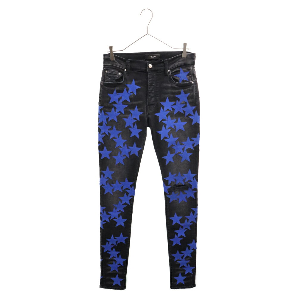 AMIRI(アミリ) サイズ:30 ×CHEMIST STAR JEANS PS22MDS028×ケミスト ブルー スターパッチ デニムパンツ ブラックウォッシュジーンズ ブラック/ブルー【新古品/中古】【程度S】【カラーブラック】【取扱店舗原宿】