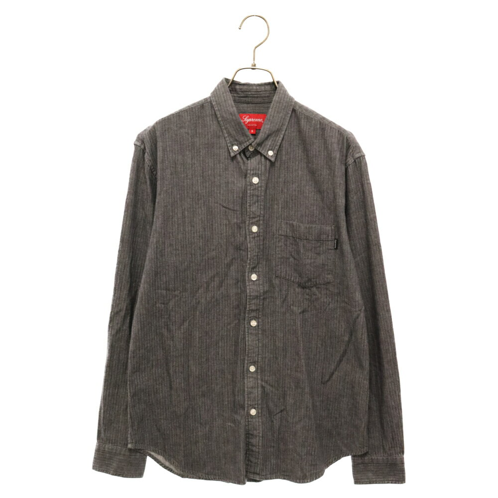 SUPREME(シュプリーム) サイズ:S 14AW herringbone denim shirts ヘリンボーン デニム長袖シャツ ブラック【中古】【程度B】【カラーブラック】【取扱店舗原宿】