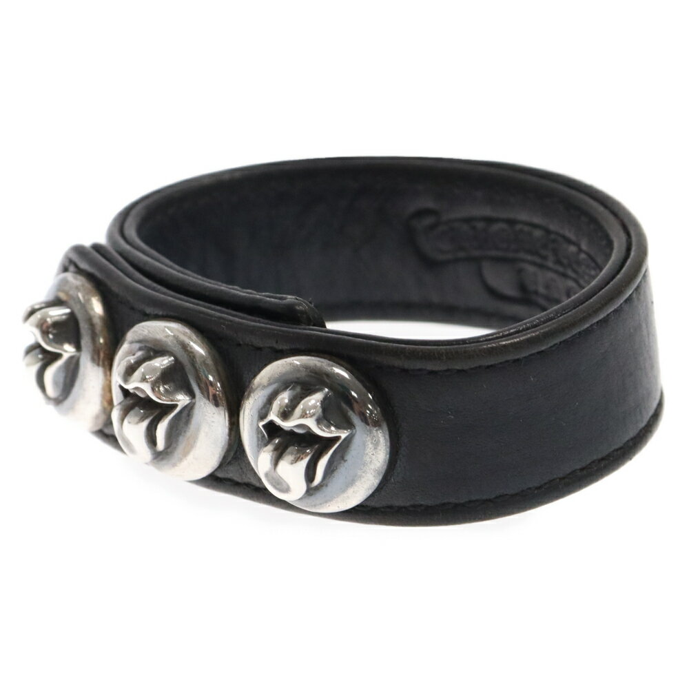 楽天ブランド買取・販売　BRINGCHROME HEARTS（クロムハーツ） 3BTN 2SNP L&Tボール3ボタン2スナップ リップアンドタン レザーブレスレット シルバー/ブラック【中古】【程度B】【カラーシルバー】【取扱店舗BRING京都河原町店】