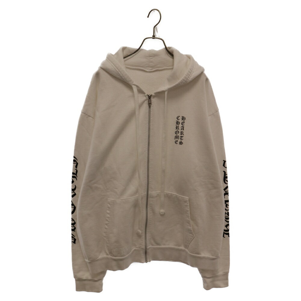 CHROME HEARTS(クロムハーツ) サイズ:L SWTSHRT HD ZIP アームロゴジップアップパーカー ホワイト【中古】【程度B】【カラーホワイト】【取扱店舗OneStyle新宿店】