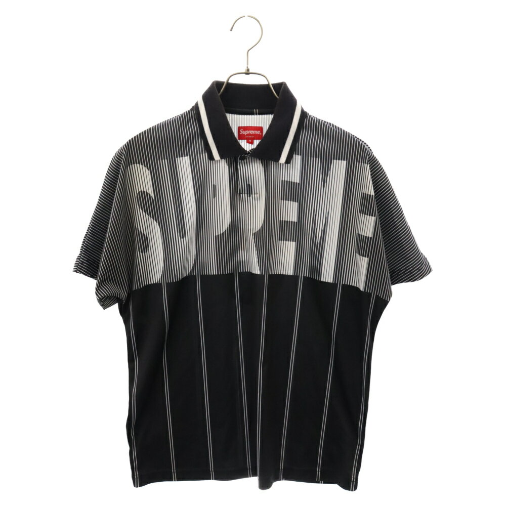 SUPREME(シュプリーム) サイズ:S 18SS Soccer Polo バックロゴ プリント半袖ポロシャツ ブラック【中古】【程度B】【カラーブラック】【オンライン限定商品】