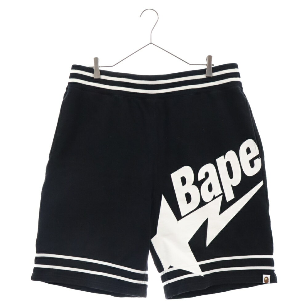 A BATHING APE(アベイシングエイプ) サイズ:2XL BAPEロゴプリントスウェットハーフパンツ ブラック【中古】【程度A】【カラーブラック】【オンライン限定商品】