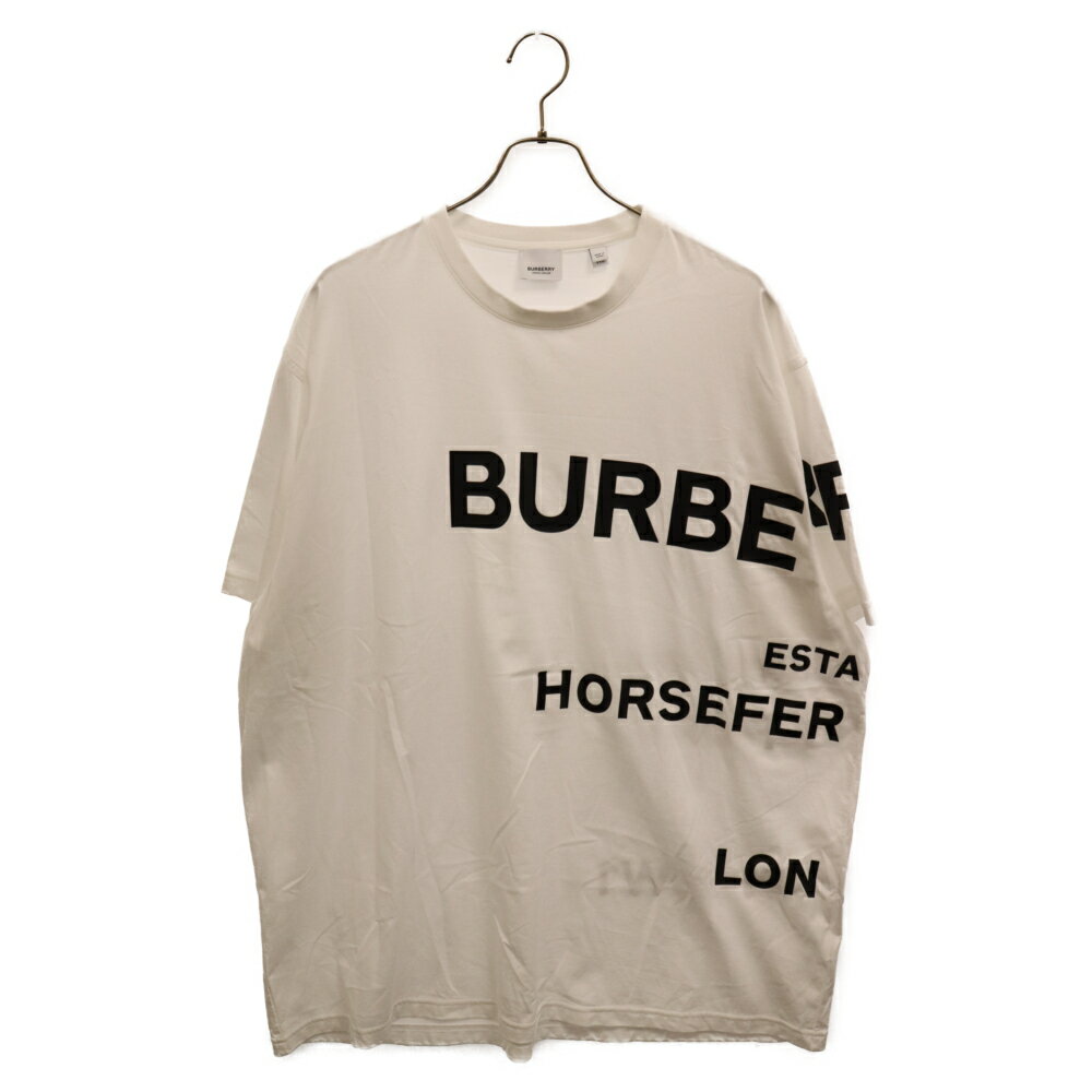 BURBERRY(バーバリー) サイズ:XXL Horse Ferry Print Cotton Oversize Tee ホースフェリープリントオーバーサイズ半袖Tシャツ クルーネックカットソー 80406911 ホワイト【中古】【程度A】【カラーホワイト】【取扱店舗BRING福岡天神店】