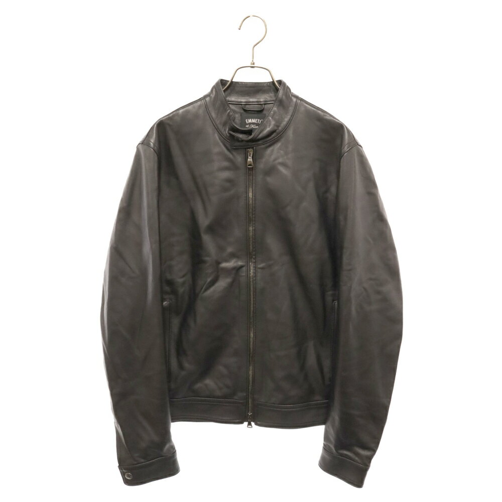 EMMETI エンメティ サイズ:48 LAMBSKIN ラムスキン シングルライダースジャケット ブラック GIAPPONE-078【中古】【程度A】【カラーブラック】【オンライン限定商品】