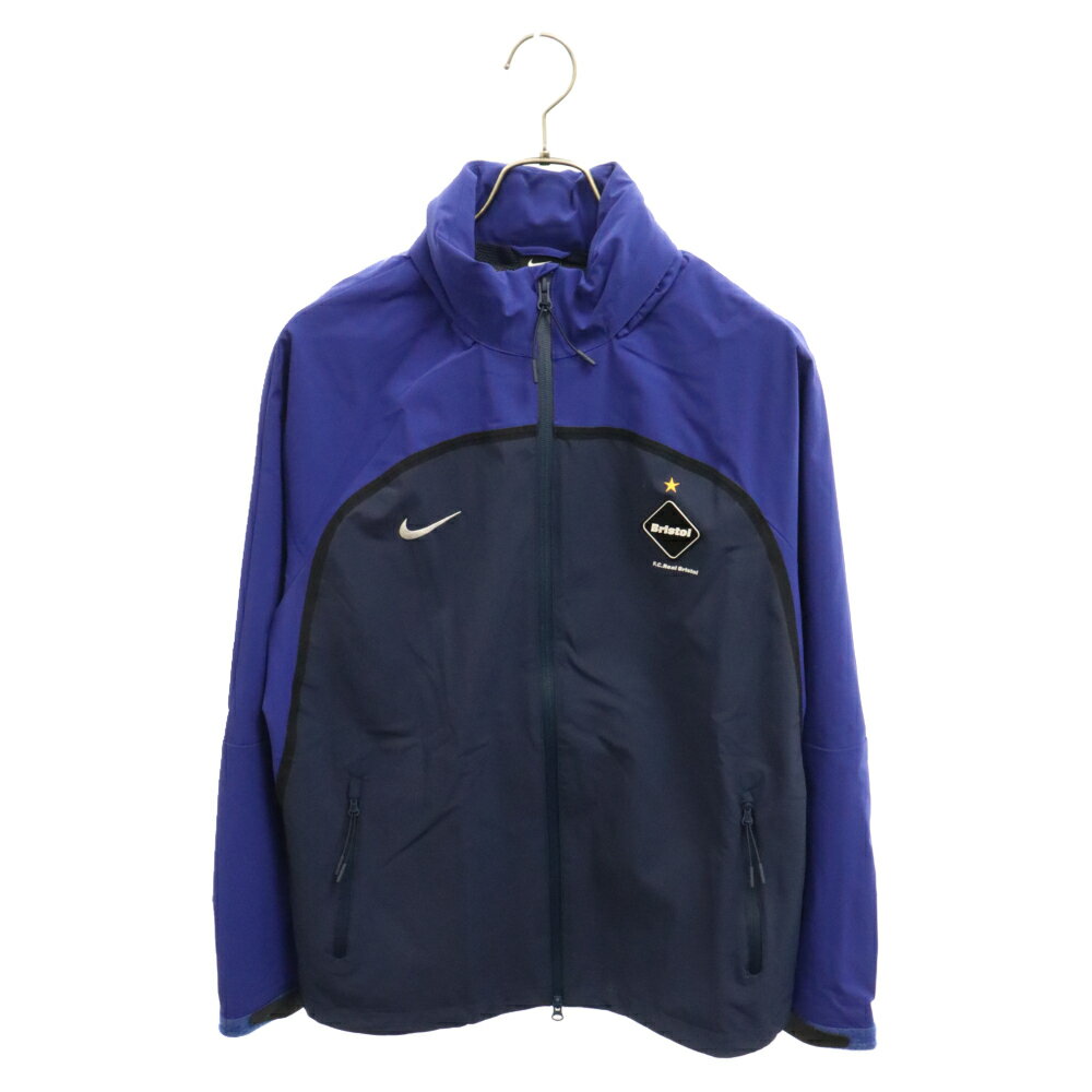 F.C.R.B./F.C.Real Bristol/FCRB(エフシーアールビー/エフシーレアルブリストル) サイズ:L 16SS×NIKE WARM UP JACKET 823116-450 ナイキ ロゴ刺繍 ウォームアップジャケット ナイロンジャケット ブラック/ブルー【中古】【程度B】【カラーブラック】【オンライン限定商品】