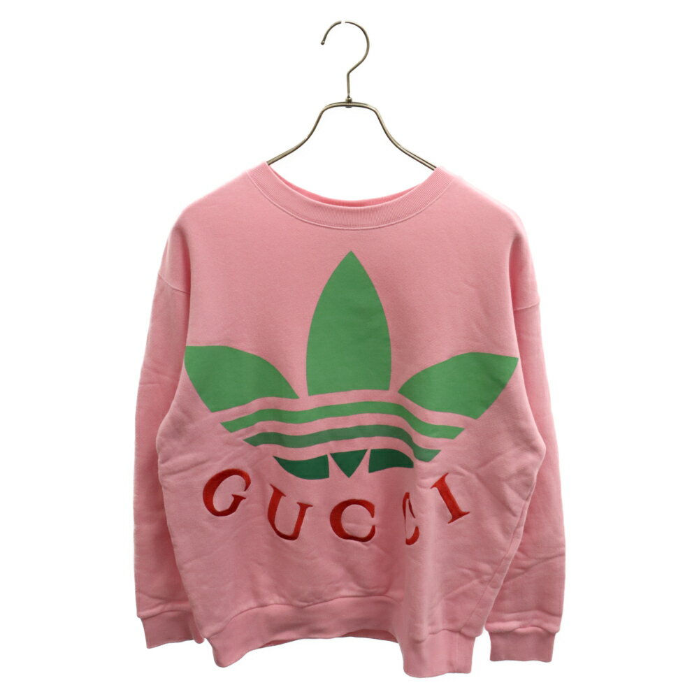 GUCCI(グッチ) サイズ:XS ×adidas コットンジャージー スウェットシャツ クルーネック トレーナー ピンク 721361 XJE2B【中古】【程度B】【カラーネイビー】【取扱店舗新宿】