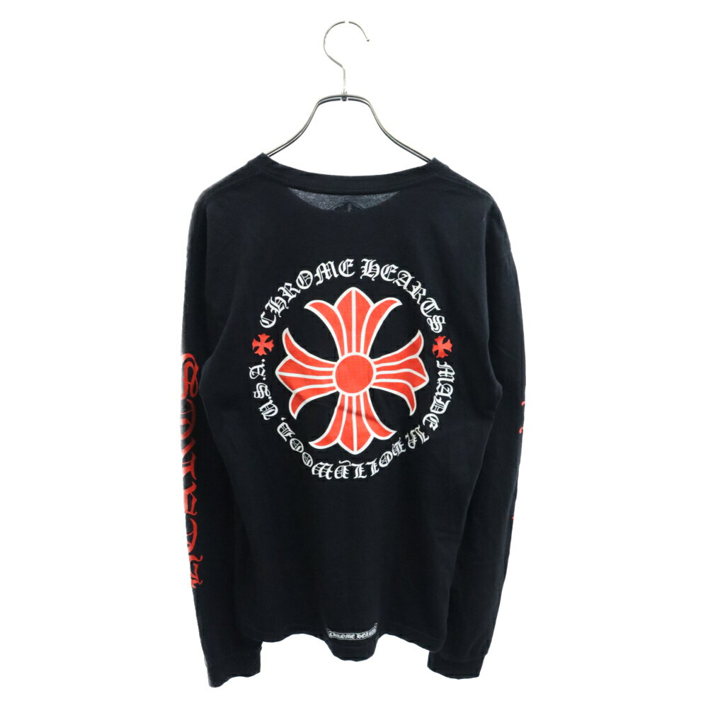 CHROME HEARTS(クロムハーツ) サイズ:M Red Cross L/S Tee クロムハーツ レッドクロスロングスリーブTシャツ 長袖カットソー ブラック【中古】【程度B】【カラーブラック】【取扱店舗BRING札幌店】