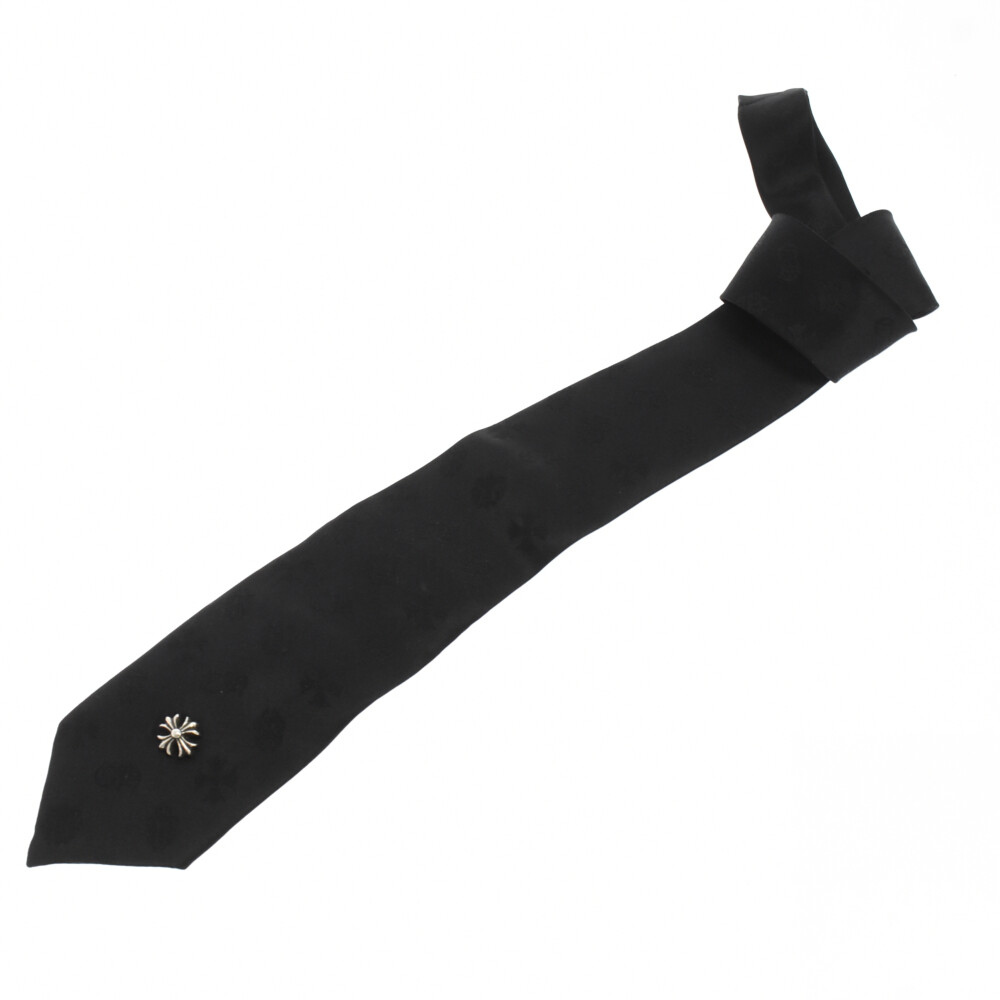 CHROME HEARTS(クロムハーツ) SILK TIE NEK CHプラス 総柄 シルク ネクタイ ブラック ※国内レシート付き【新古品/中古】【程度S】【カラーブラック】【取扱店舗BRING福岡天神店】