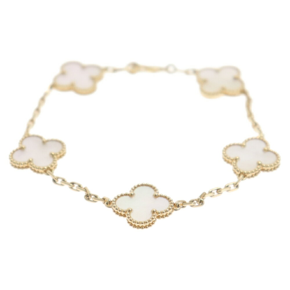 Van Cleef & Arpels(ヴァンクリーフアンドアーペル) ヴィンテージ アルハンブラ 5モチーフ ブレスレット マザーオブパール ゴールド/ホワイト【中古】【程度A】【カラーゴールド】【取扱店舗新宿】のサムネイル