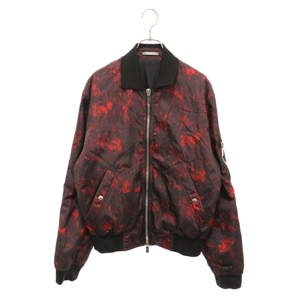 Dior HOMME ディオールオム サイズ:46 17SS Red Abstract Print Bomber Jacket 63C440A3939 レッドアブストラクトプリント ボンバージャケット レッド/ブラック【中古】【程度A】【カラーレッ…