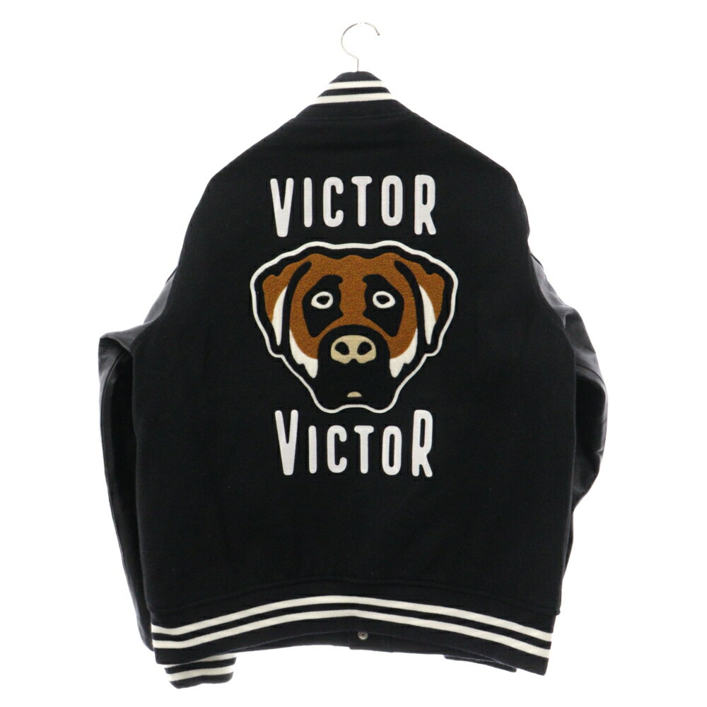 HUMAN MADE ヒューマンメイド サイズ:XL 23AW xVICTOR VICTOR VARSITY JACKET DOG ドッグ刺繍バーシティジャケット スタジャン ブラック【新古品/中古】【程度S】【カラーブラック】【取扱店舗…