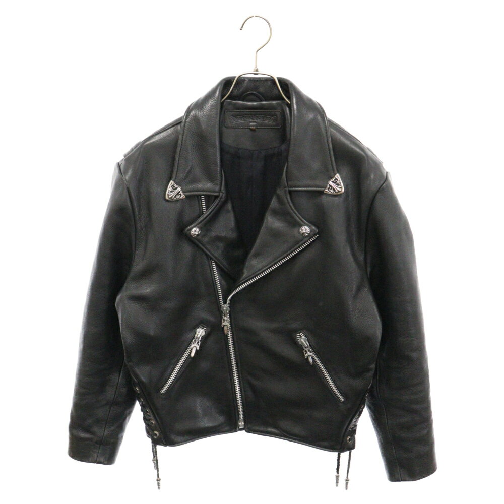 CHROME HEARTS(クロムハーツ) サイズ:S OLD BASIC MOTO ベーシックモト ダブル レザー ライダースジャケット ブラック【中古】【程度B】【カラーブラック】【取扱店舗渋谷】