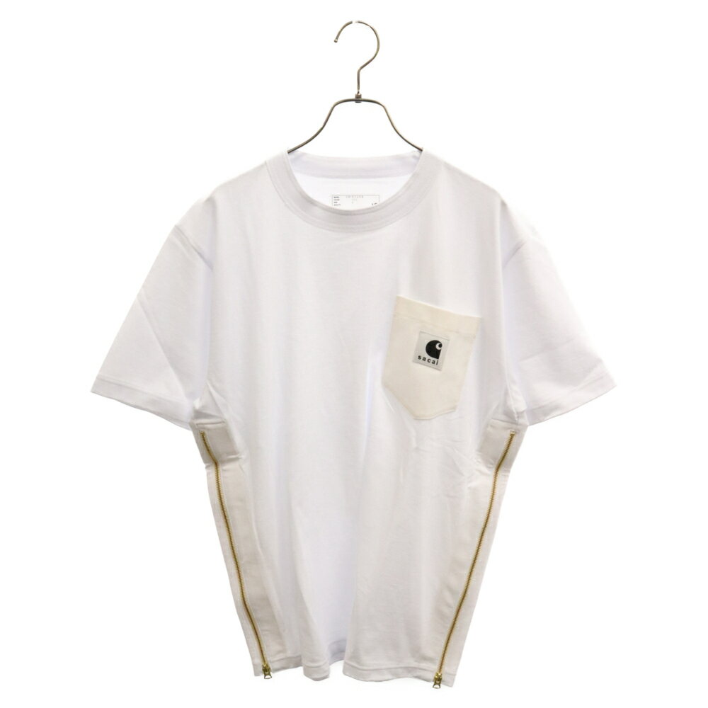 Sacai(サカイ) サイズ:4 24SS×UKCARHARTT ユーケーカーハート 24-0725S サイドジップポケット半袖Tシャツ ホワイト