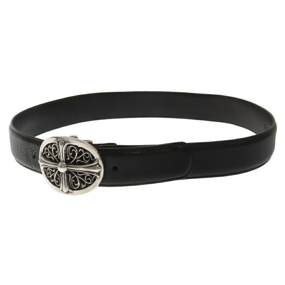 CHROME HEARTS(クロムハーツ) サイズ:32.0inch OVAL CROSS STRAP1.5/1.5クラシックオーバルクロスバックル レザーベルト ブラック/シルバー 32inch【中古】【程度B】【カラーブラック】【取扱店舗BRING仙台店】