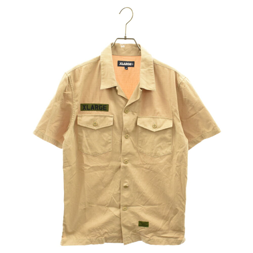 X-LARGE(エクストララージ) サイズ:M RIPSTOP MILITARY SHIRT リップストップ ミリタリー半袖シャツ ベージュ 0122402【中古】【程度B】【カラーベージュ】【オンライン限定商品】