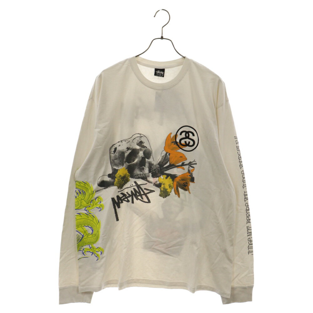 STUSSY(ステューシー) サイズ:XL STRIKE PIG TYED LS TEE ストライク タイドプリント クルーネックロングスリーブTシャツ 23F1994951 ホワイト【新古品/中古】【程度S】【カラーホワイト】【取扱店舗BRING京都河原町店】