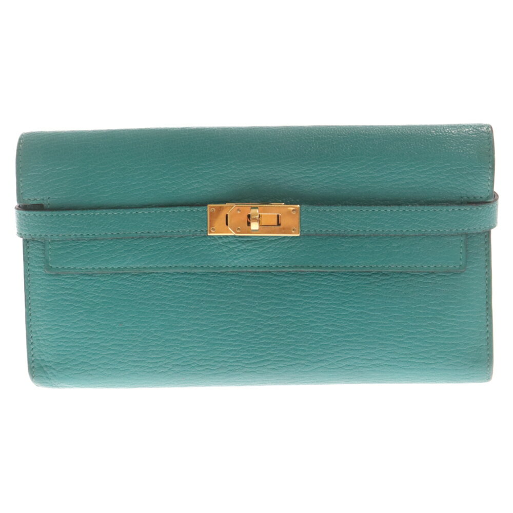 HERMES(エルメス) D刻印 ケリーウォレット 長財布 ロングウォレット ゴールド金具 ヴォーエプソン ブルー【中古】【程度A】【カラーブルー】【取扱店舗BRING心斎橋店】