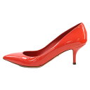 DOLCE & GABBANA(ドルチェアンドガッバーナ) サイズ:37.5 パテント ローヒール パンプス レッド レディース【中古】【程度A】【カラーレッド】【オンライン限定商品】