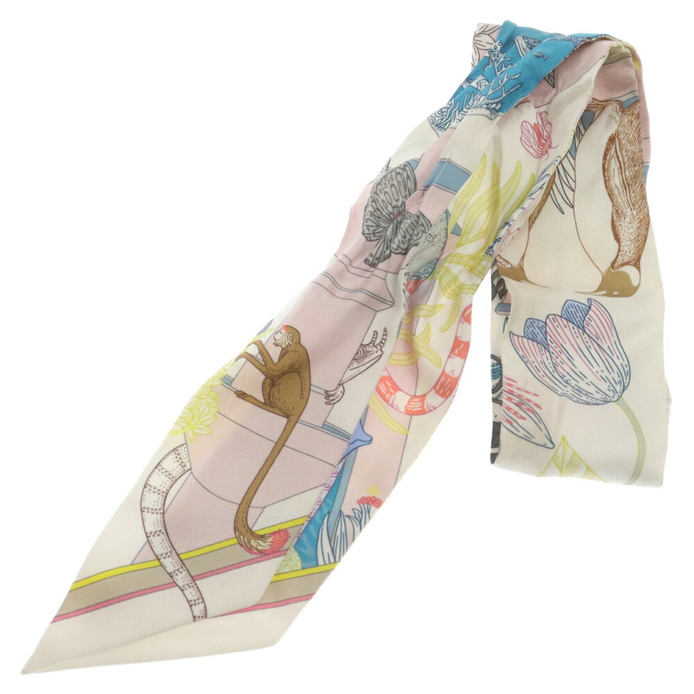 HERMES(エルメス) Twilly Precious Paradise プレシャス パラダイス ツイリー シルクスカーフ ピンク/ホワイト【中古】【程度B】【カラーピンク】【取扱店舗新宿】のサムネイル