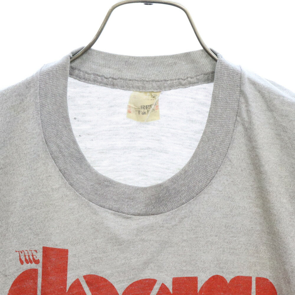 VINTAGE(ヴィンテージ) 80S VINTAGE ヴィンテージ THE DOORS JIM MORRISON ドアーズ ジムモリソン フロントプリント 裾シングル クルーネック 半袖Tシャツ カットソー グレー【中古】【程度B】【カラーグレー】【取扱店舗BRING THRIFT CLOSET 幕張店】