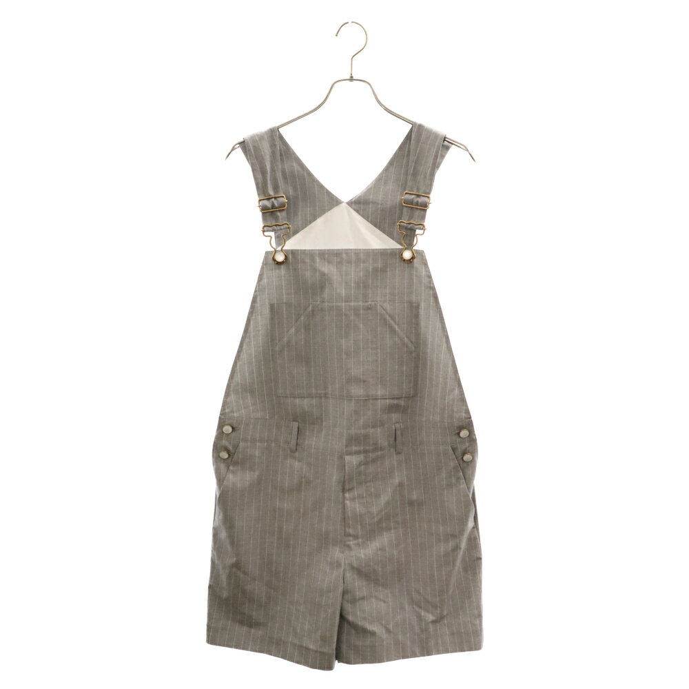 LOUIS VUITTON(ルイヴィトン) サイズ:50 24AW Wool Dungaree Shorts RM242MM KYY HRE01W ウールストライプサロペット オールインワン グレー【新古品/中古】【程度S】【カラーグレー】【取扱店舗渋谷】