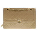 CHANEL(シャネル) パリ限定 マトラッセ Wフラップ チェーン ショルダーバッグ ベージュ【中古】【程度B】【カラーベージュ】【取扱店舗BRING梅田茶屋...